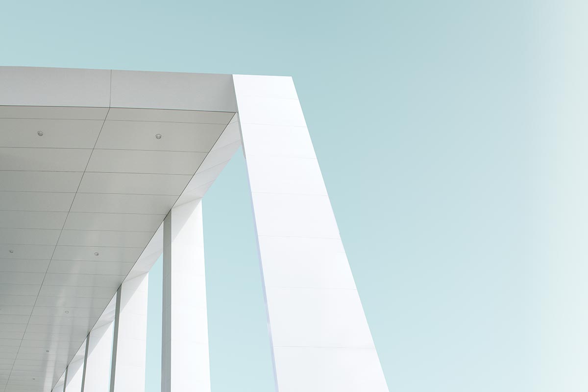 Modern architectural structure against clear sky.